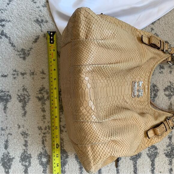 Coach Light Tan Leather Snake Print Shoulder Hobo Bag - Picture 14 of 14